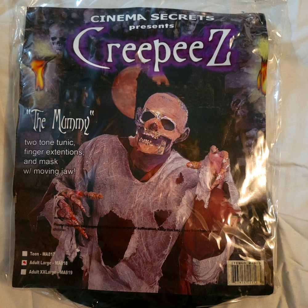 NEW- The MUMMY Adult Men Large Creepez Costume Cinema Secrets Halloween Cosplay